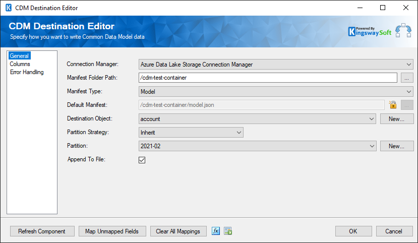 CDM Destination component - General